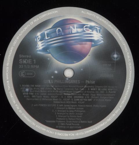Greg Phillinganes Pulse vinyl LP album (LP record) German GPHLPPU216900
