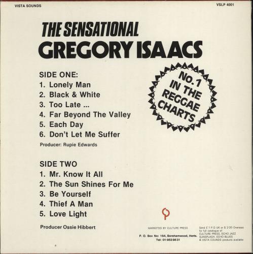 Gregory Isaacs The Sensational Gregory Isaacs vinyl LP album (LP record) UK GRGLPTH771969