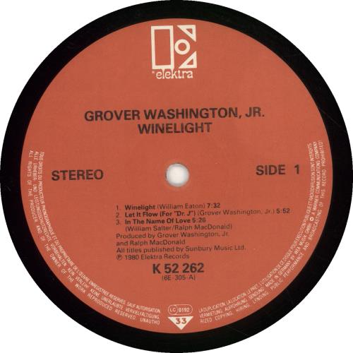 Grover Washington Winelight vinyl LP album (LP record) German GWJLPWI700455