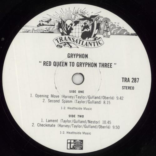 Gryphon Red Queen To Gryphon Three - EX vinyl LP album (LP record) UK GRYLPRE700727