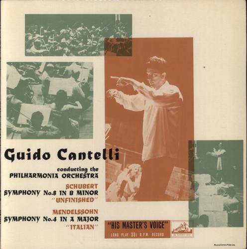 Guido Cantelli Schubert: Symphony No. 8 In B Minor "Unfinished" / Mendelssohn: Symphony No. 4 In A Major - "Italian vinyl LP album (LP record) UK GXKLPSC857038