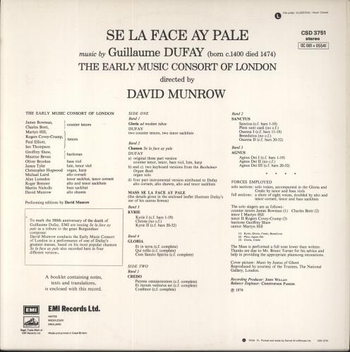 Guillaume Dufay Mass: Se La Face Ay Pale vinyl LP album (LP record) UK GVJLPMA859777