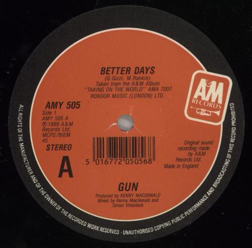Gun (80s) Better Days 12" vinyl single (12 inch record / Maxi-single) UK GUN12BE52606