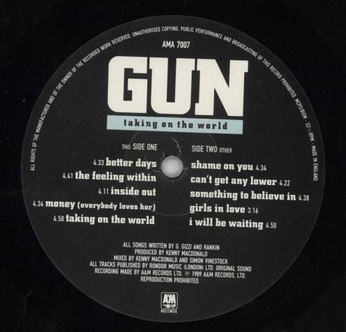 Gun (80s) Taking On The World - EX vinyl LP album (LP record) UK GUNLPTA270245