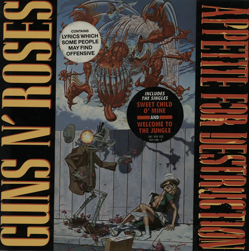 Guns N Roses Appetite For Destruction - 1st + 2 Hype Stickers & Sticker Sheet vinyl LP album (LP record) UK GNRLPAP506511