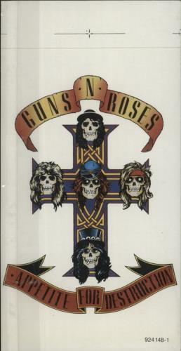 Guns N Roses Appetite For Destruction - 1st + Cross Sticker + 2 Hype Stickers vinyl LP album (LP record) UK GNRLPAP868713