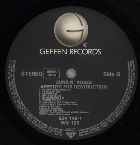 Guns N Roses Appetite For Destruction - 1st + Sticker Sheet vinyl LP album (LP record) UK GNRLPAP525450