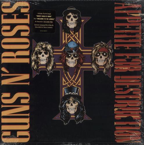 Guns N Roses Appetite For Destruction - Cross Sleeve - Hype Stickered Shrink vinyl LP album (LP record) US GNRLPAP866145
