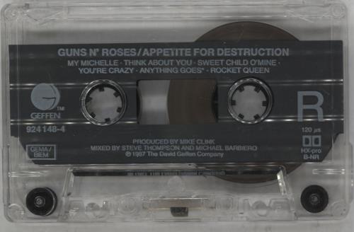 Guns N Roses Appetite For Destruction cassette album German GNRCLAP645250