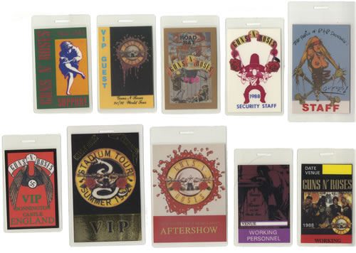 Guns N Roses Collection Of Ten Tour Laminates tour pass US GNRTPCO462522