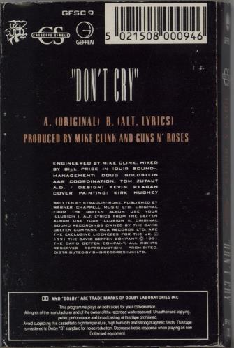 Guns N Roses Don't Cry cassette single UK GNRCSDO47962