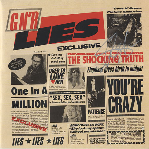 Guns N Roses G N' R Lies - Autographed CD album (CDLP) US GNRCDGN453265