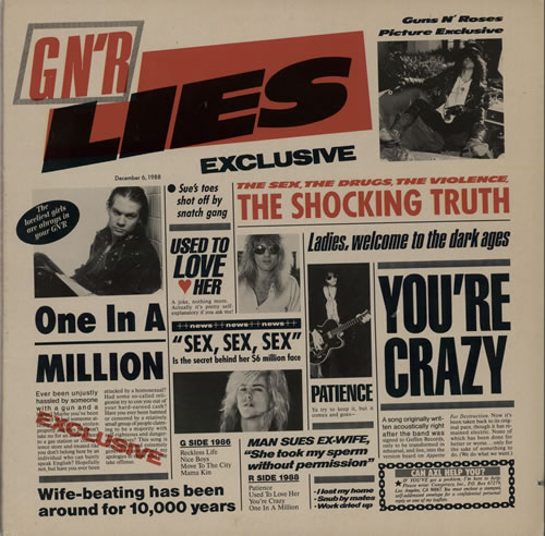 Guns N Roses G N' R Lies vinyl LP album (LP record) US GNRLPGN583580