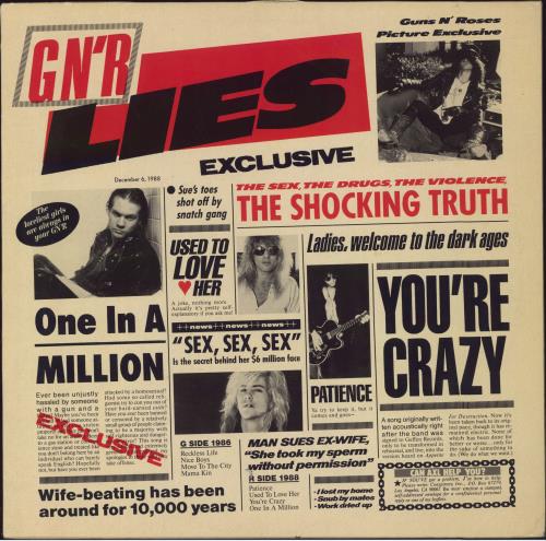 Guns N Roses GN'R Lies - 1st - EX vinyl LP album (LP record) UK GNRLPGN820699