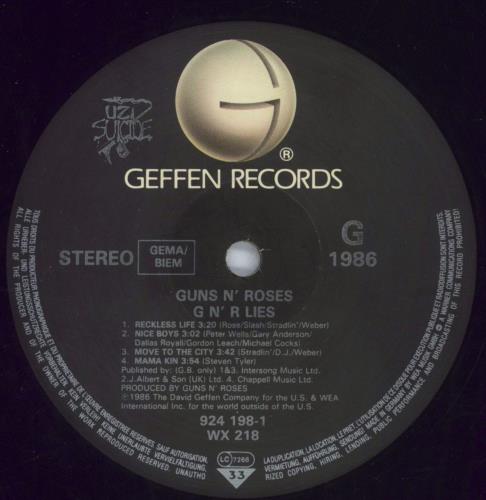 Guns N Roses GN'R Lies - 1st - EX vinyl LP album (LP record) UK GNRLPGN820699