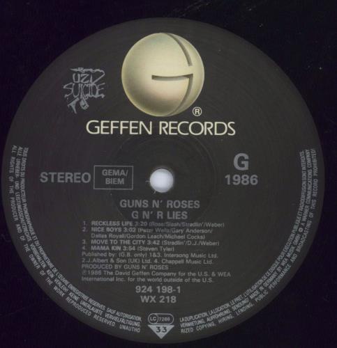 Guns N Roses GN'R Lies vinyl LP album (LP record) UK GNRLPGN819717