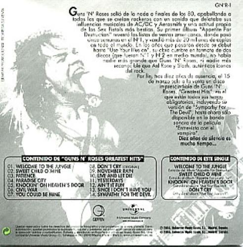 Guns N Roses Greatest Hits - Sampler CD single (CD5 / 5") Spanish GNRC5GR284185