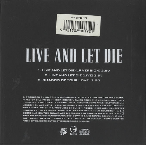 Guns N Roses Live And Let Die CD single (CD5 / 5") UK GNRC5LI11600