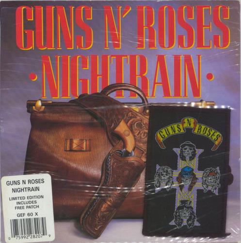 Guns N Roses Nightrain + Patch - Opened stickered shrink 7" vinyl single (7 inch record / 45) UK GNR07NI30141