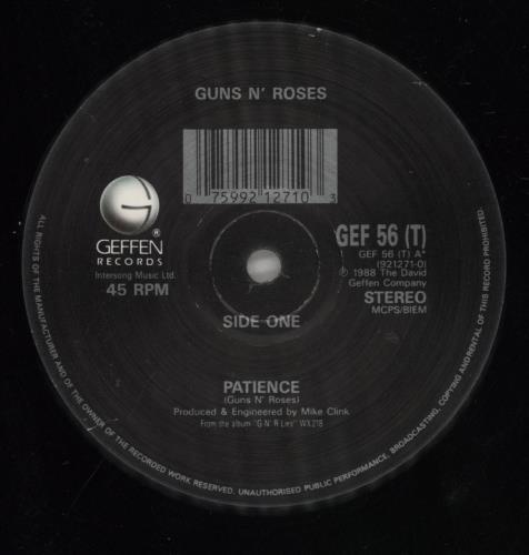 Guns N Roses Patience - EX 12" vinyl single (12 inch record / Maxi-single) UK GNR12PA857613