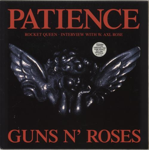 Guns N Roses Patience - Warning Sticker 12" vinyl single (12 inch record / Maxi-single) UK GNR12PA38852