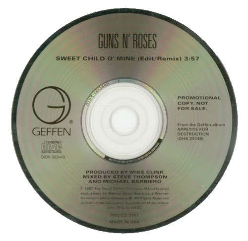 Guns N Roses Sweet Child O Mine CD single (CD5 / 5") US GNRC5SW50191