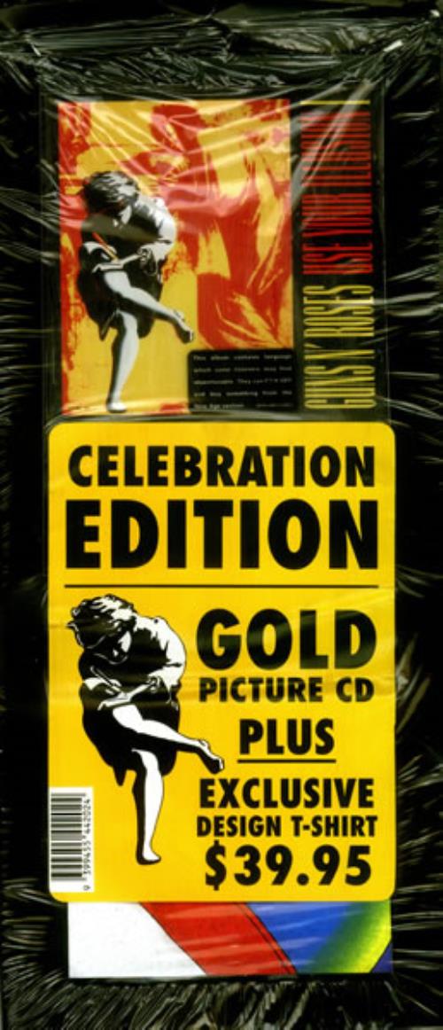 Guns N Roses Use Your Illusion I & II - Gold Disc + T-shirt Packs 2 CD album set (Double CD) Australian GNR2CUS531095