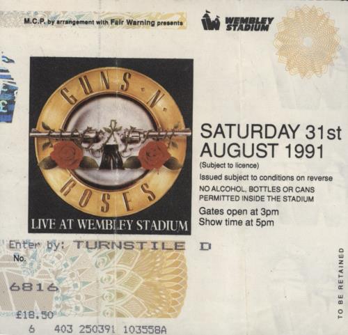 Guns N Roses Use Your Illusion Tour + 1st Leg Ticket Stub tour programme UK GNRTRUS777766