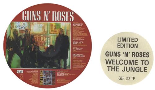 Guns N Roses Welcome To The Jungle - stickered sleeve 12" vinyl picture disc (12 inch picture record) UK GNR2PWE07788