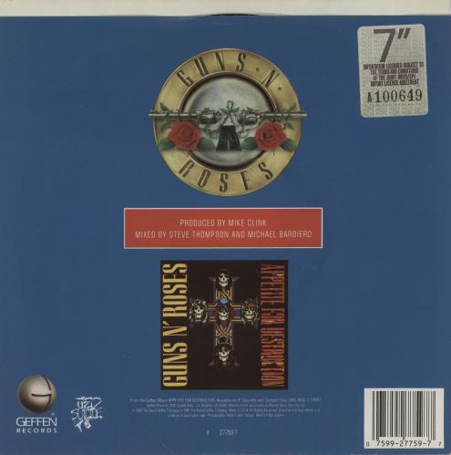 Guns N Roses Welcome To The Jungle 7" vinyl single (7 inch record / 45) US GNR07WE58264