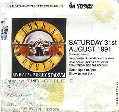 Guns N Roses Wembley Stadium concert ticket UK GNRTIWE349618