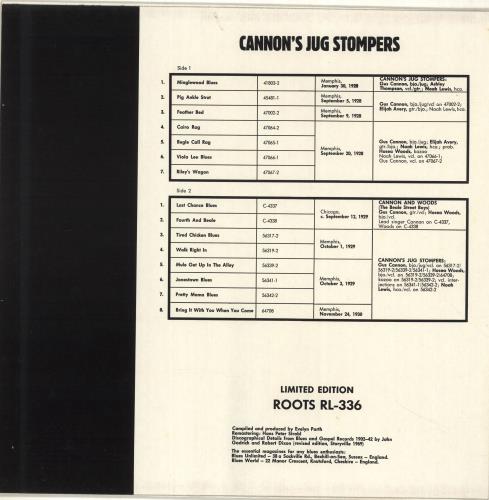 Gus Cannon Cannon's Jug Stompers (1928-1930) vinyl LP album (LP record) Austrian GC-LPCA694489