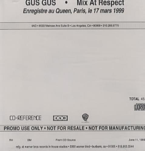 Gus Gus Mix At Respect CD-R acetate US GGUCRMI334777