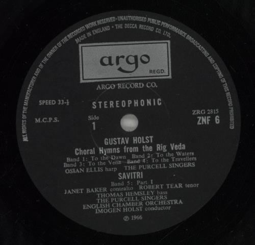 Gustav Holst Holst: Savitri And Choral Hymns vinyl LP album (LP record) UK GSVLPHO880445