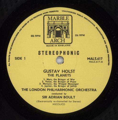 Gustav Holst The Planets vinyl LP album (LP record) UK GSVLPTH538306