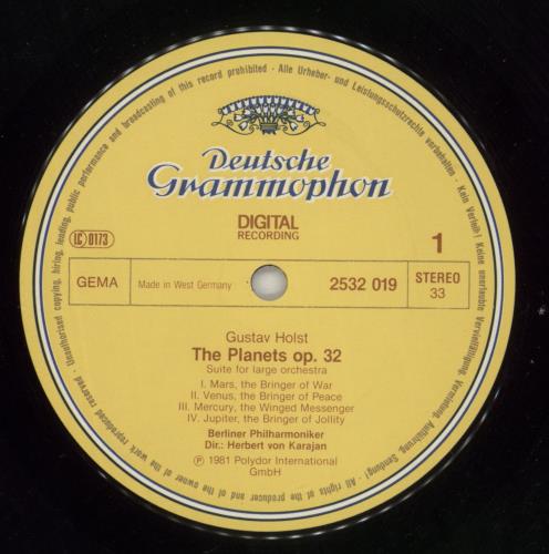 Gustav Holst The Planets vinyl LP album (LP record) German GSVLPTH564649