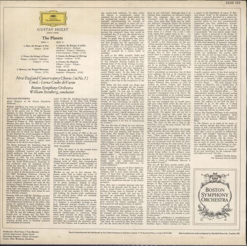 Gustav Holst The Planets vinyl LP album (LP record) UK GSVLPTH744275