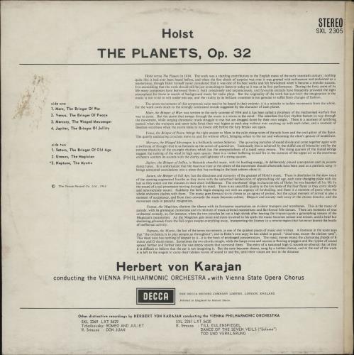 Gustav Holst The Planets vinyl LP album (LP record) UK GSVLPTH763528