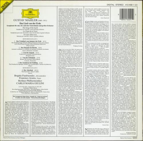 Gustav Mahler Das Lied Von Der Erde vinyl LP album (LP record) German M22LPDA772750