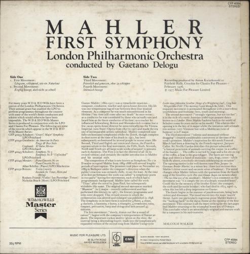 Gustav Mahler First Symphony vinyl LP album (LP record) UK M22LPFI711411