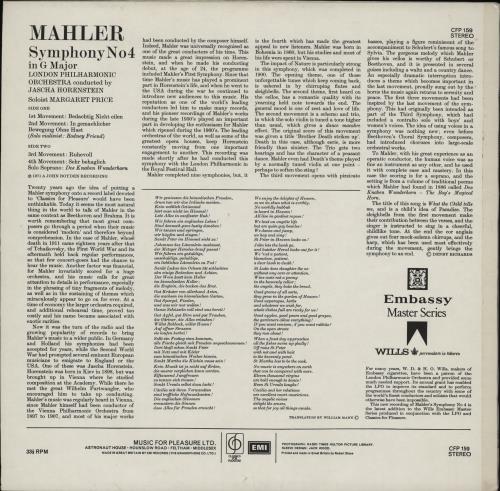 Gustav Mahler Fourth Symphony vinyl LP album (LP record) UK M22LPFO752260