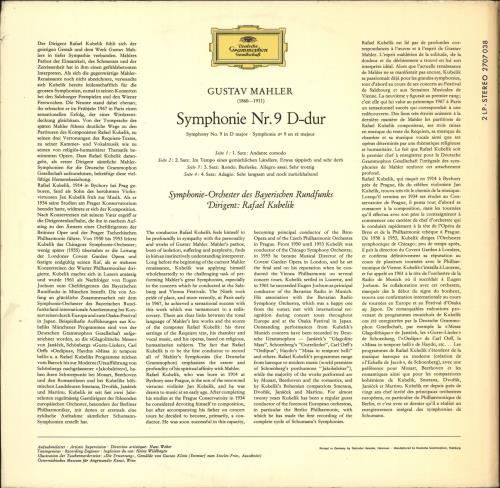 Gustav Mahler Mahler: Symphonie No. 9 2-LP vinyl record set (Double LP Album) German M222LMA726951