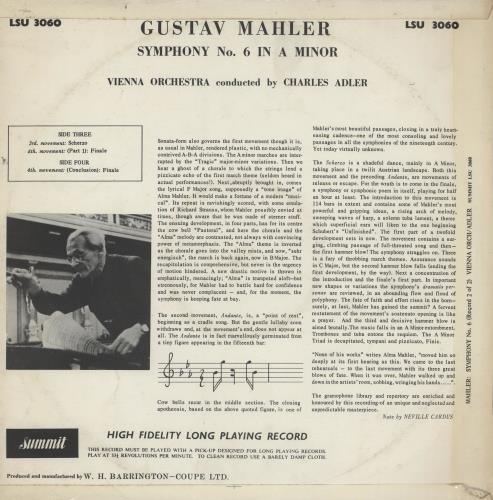 Gustav Mahler Sixth Symphony 2-LP vinyl record set (Double LP Album) UK M222LSI761713