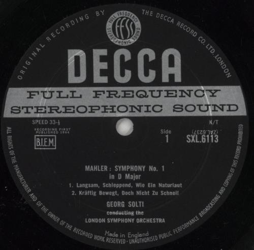 Gustav Mahler Symphony No. 1 - 1st vinyl LP album (LP record) UK M22LPSY853292