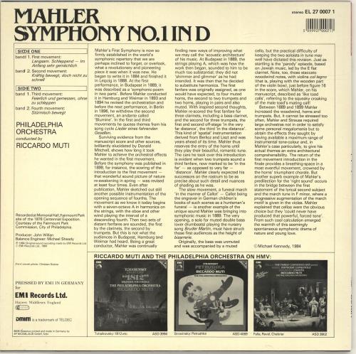 Gustav Mahler Symphony No. 1 in D vinyl LP album (LP record) UK M22LPSY688943