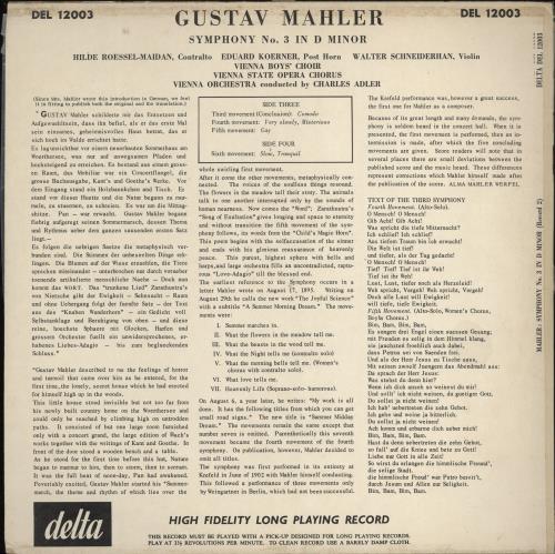 Gustav Mahler Symphony No. 3 in D Minor vinyl LP album (LP record) UK M22LPSY766777