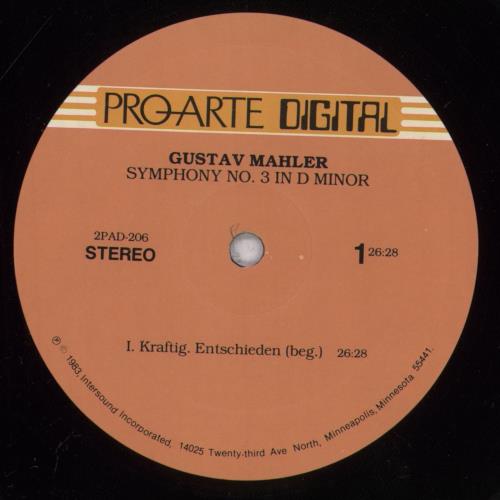 Gustav Mahler Symphony No. 3 2-LP vinyl record set (Double LP Album) US M222LSY836756