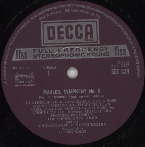 Gustav Mahler Symphony No. 8 Vinyl Box Set UK M22VXSY538681