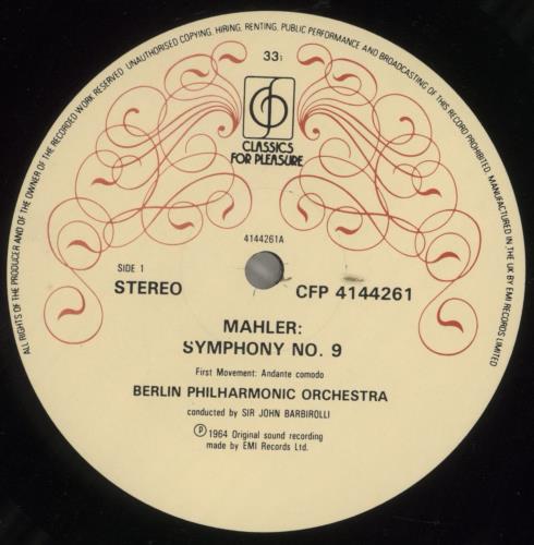 Gustav Mahler Symphony No. 9 2-LP vinyl record set (Double LP Album) UK M222LSY531264