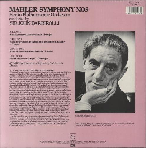 Gustav Mahler Symphony No. 9 2-LP vinyl record set (Double LP Album) UK M222LSY531264